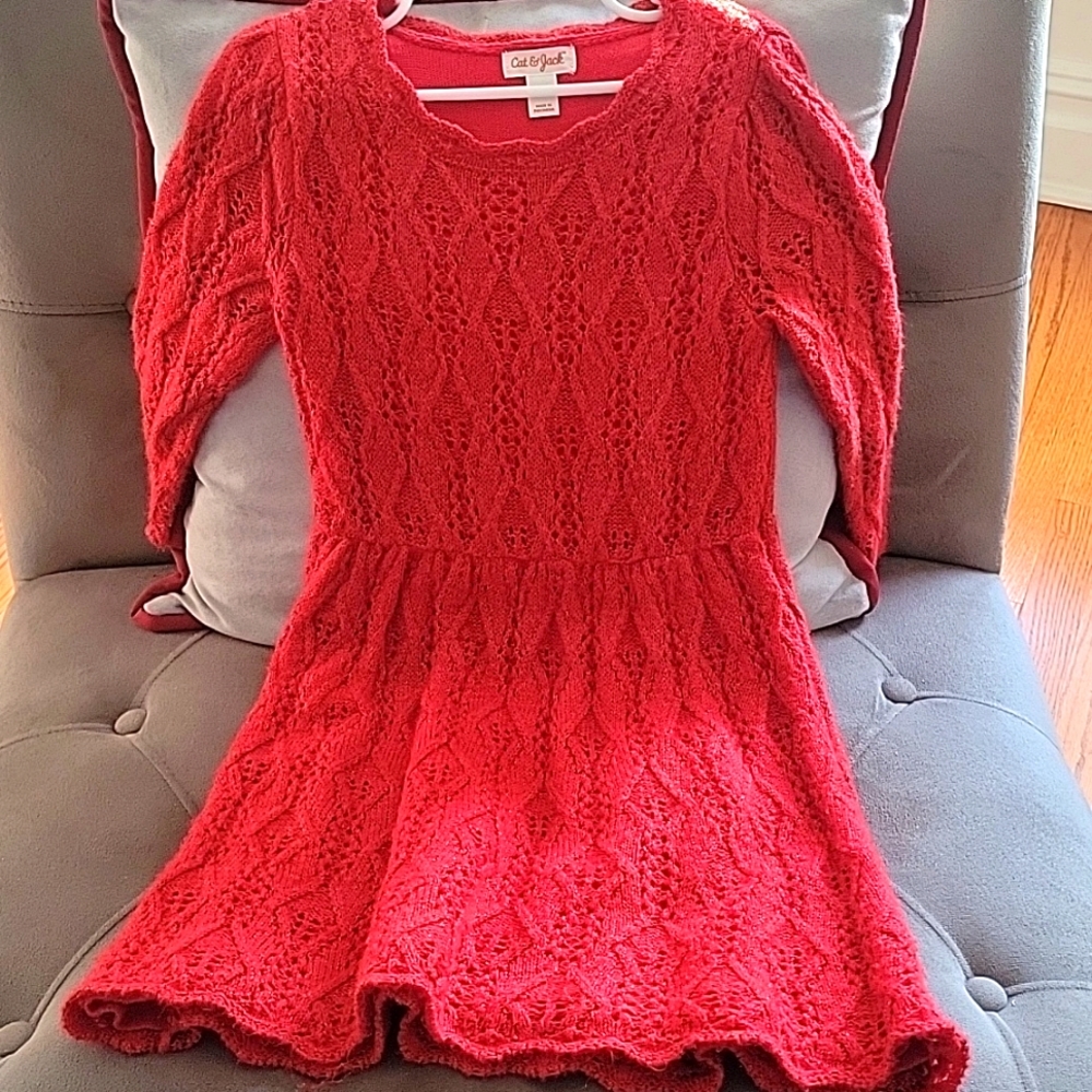Red glittery crochet dress, size 5T, EUC🎉🎄❄️ Beautiful! ❤️